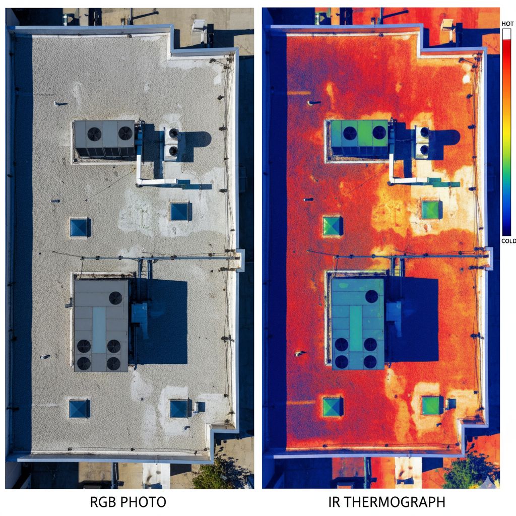 Thermal inspection report showing moisture intrusion analysis